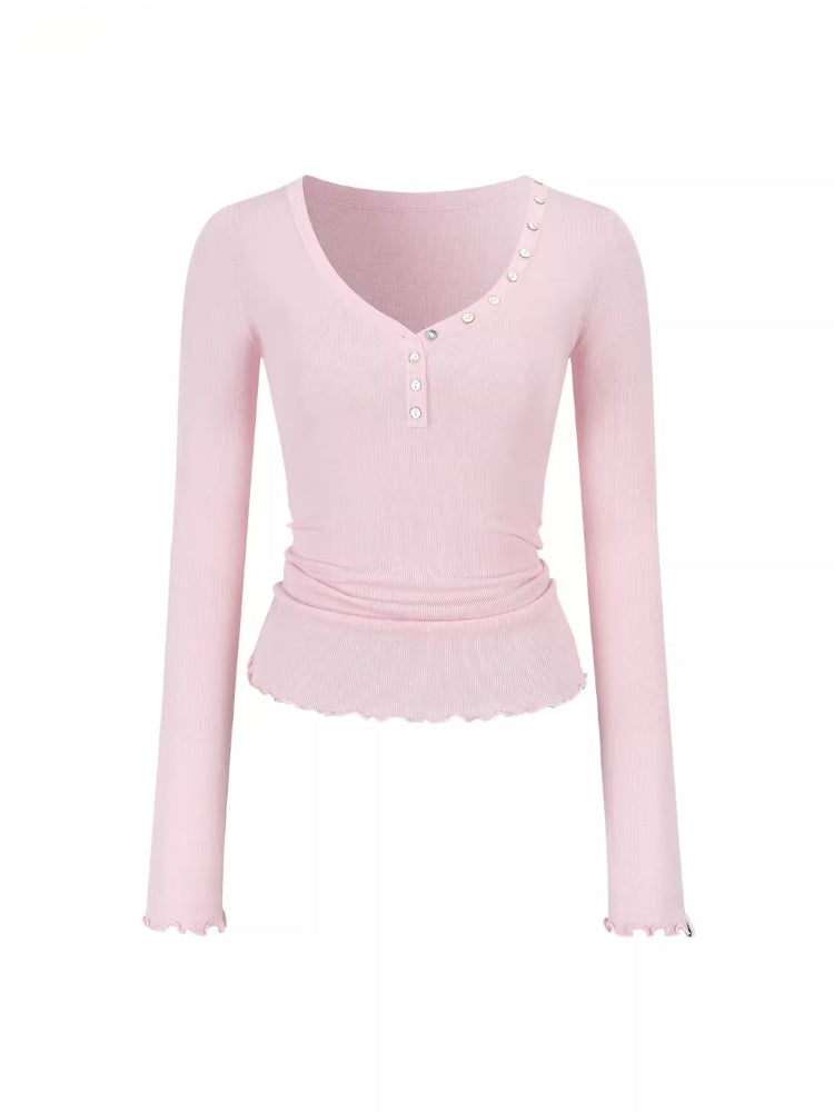 V-Neck Waist Knit Top