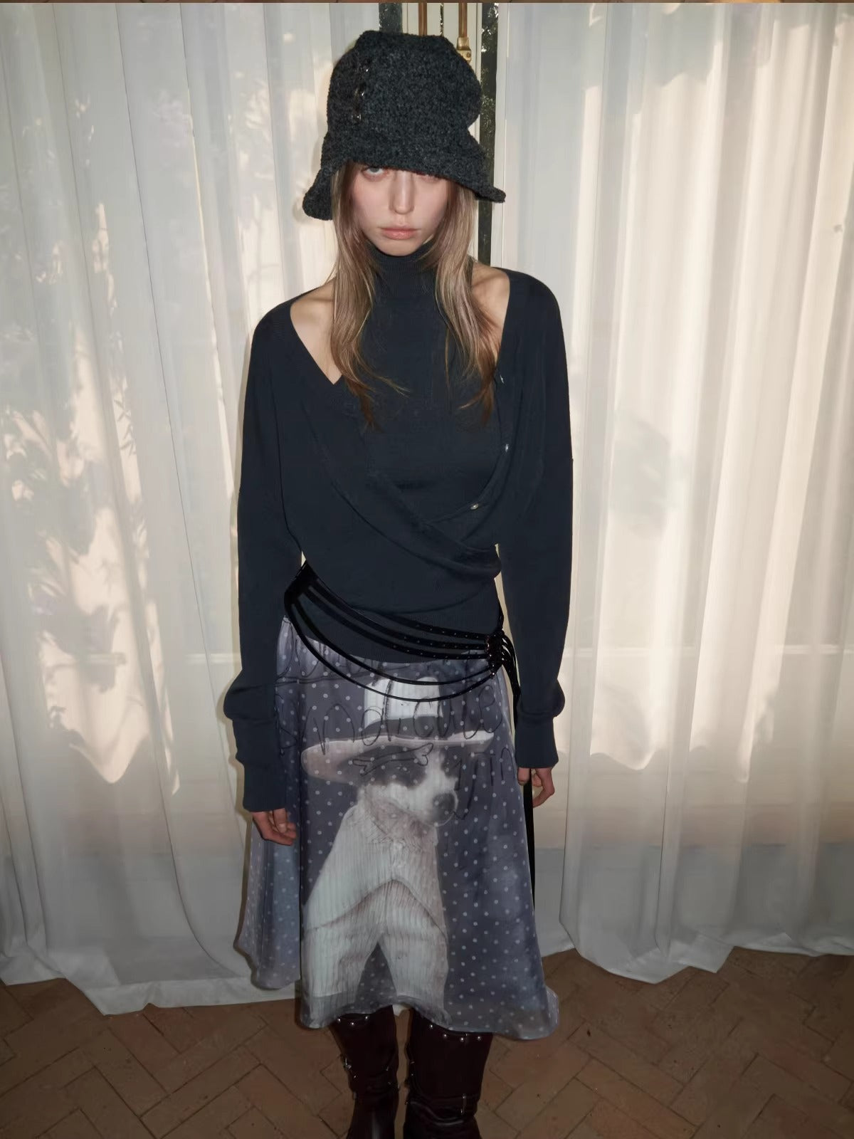 Acetate Cashmere Layered Cardigan