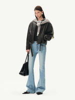 Vintage Washed PU Leather Jacket