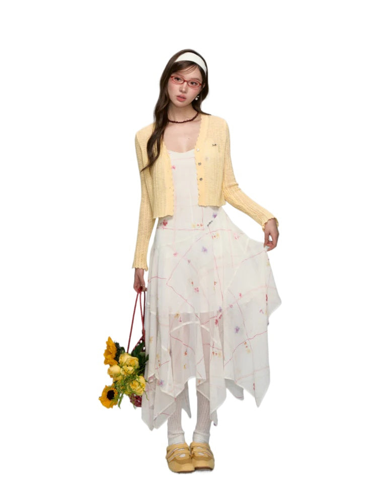 Irregular Floral Chiffon Dress
