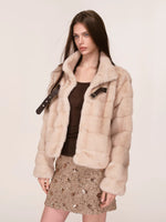 Vintage Faux Mink Fur Buckle Jacket