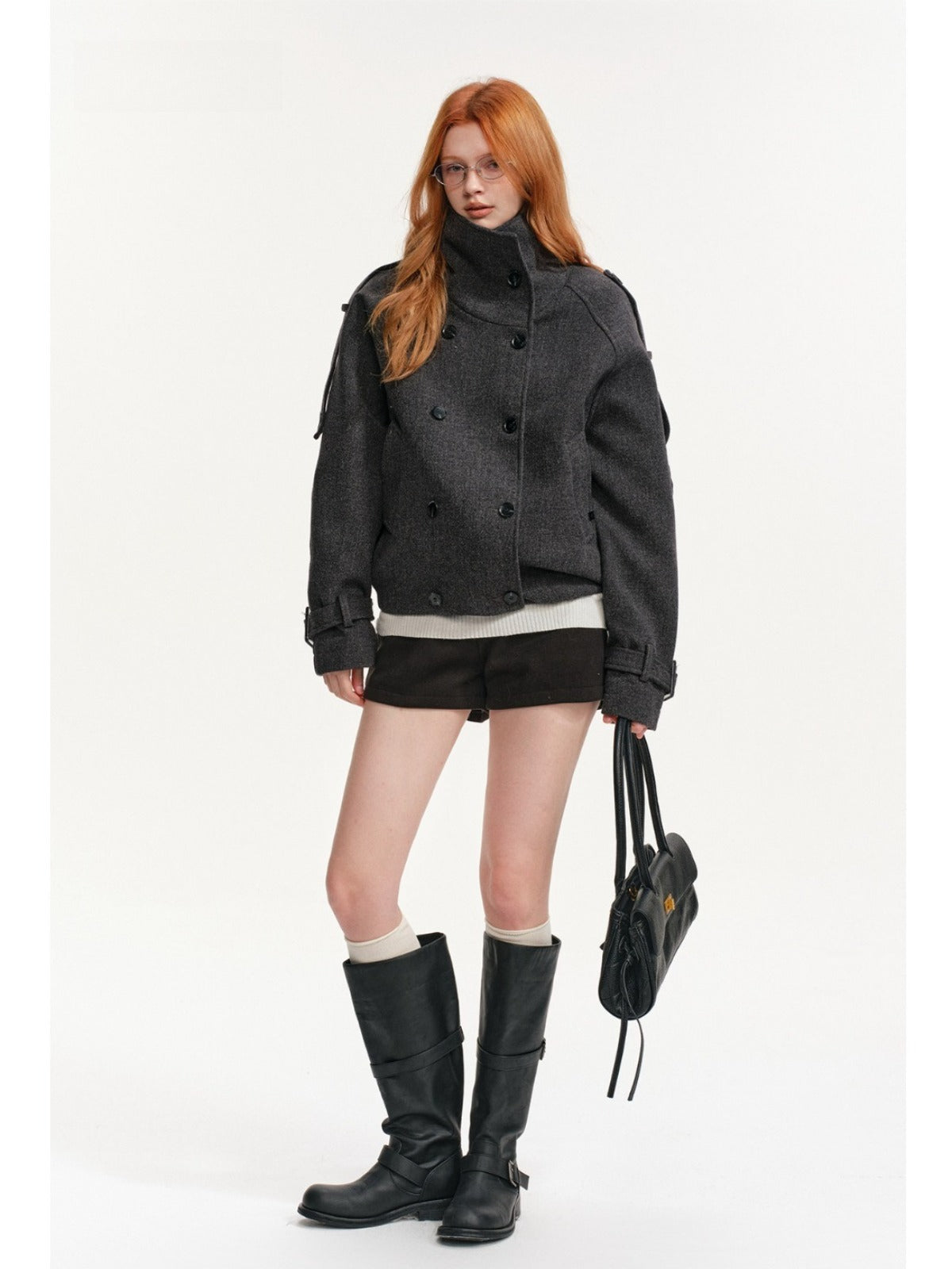 Vintage Double Breasted Stand-Collar Jacket