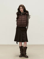 Reversible Floral Detachable Hood Down Vest