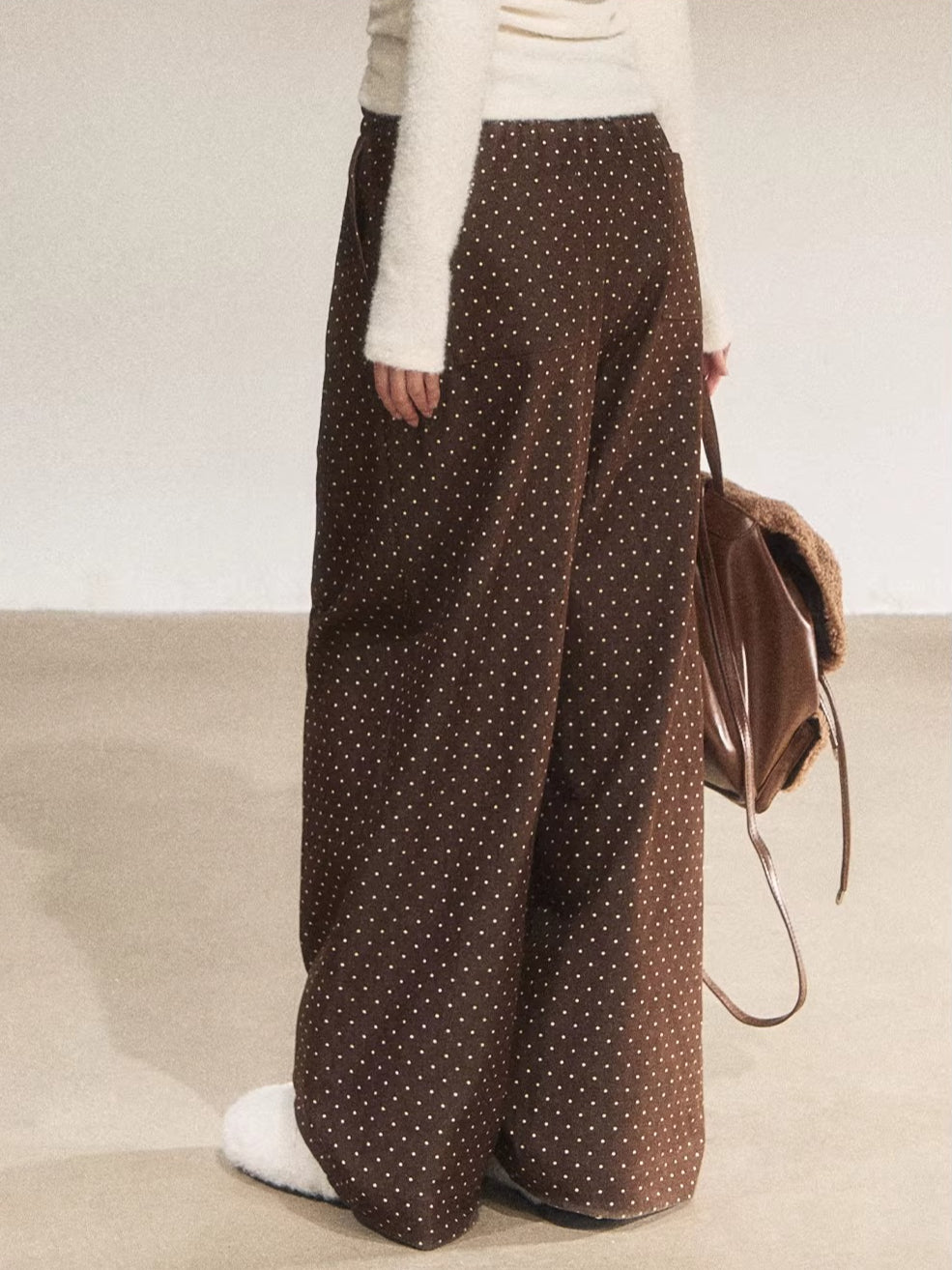 Vintage Polka Dot Straight-Leg Pants