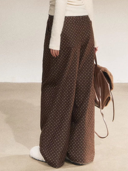Vintage Polka Dot Straight-Leg Pants