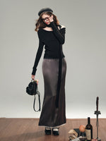 Lace Satin Midi Skirt