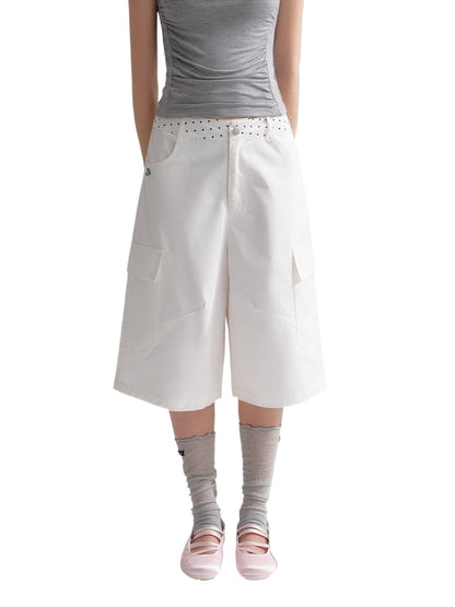 White Polka-Dot Cargo Culottes