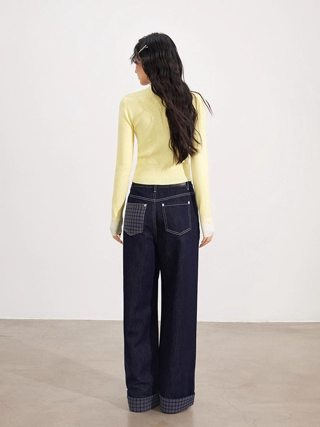V-Neck Fake Two-piece Knit Top