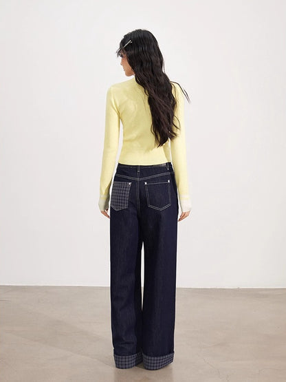 V-Neck Fake Two-piece Knit Top