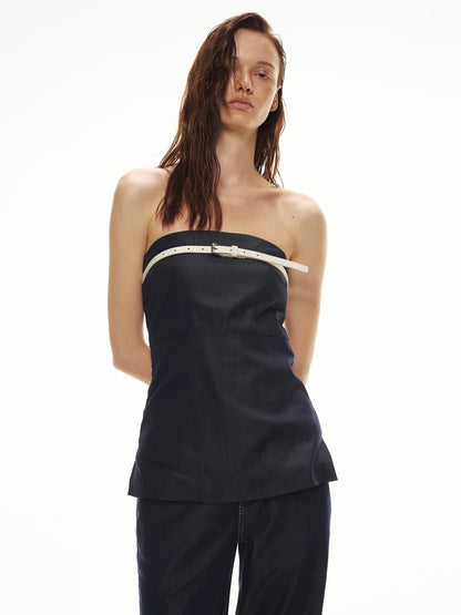 Denim Bustier Pants Set
