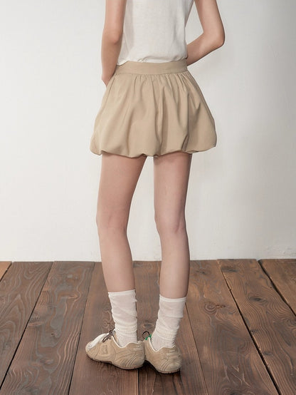 Khaki &amp; Navy Blue Pleated A-Line Skirt