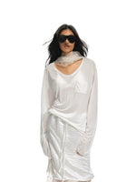 Silk Lyocell V Neck Tee