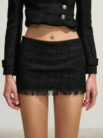 Shimmery Tweed Waist Jacket & Fringe Hem Skirt Set