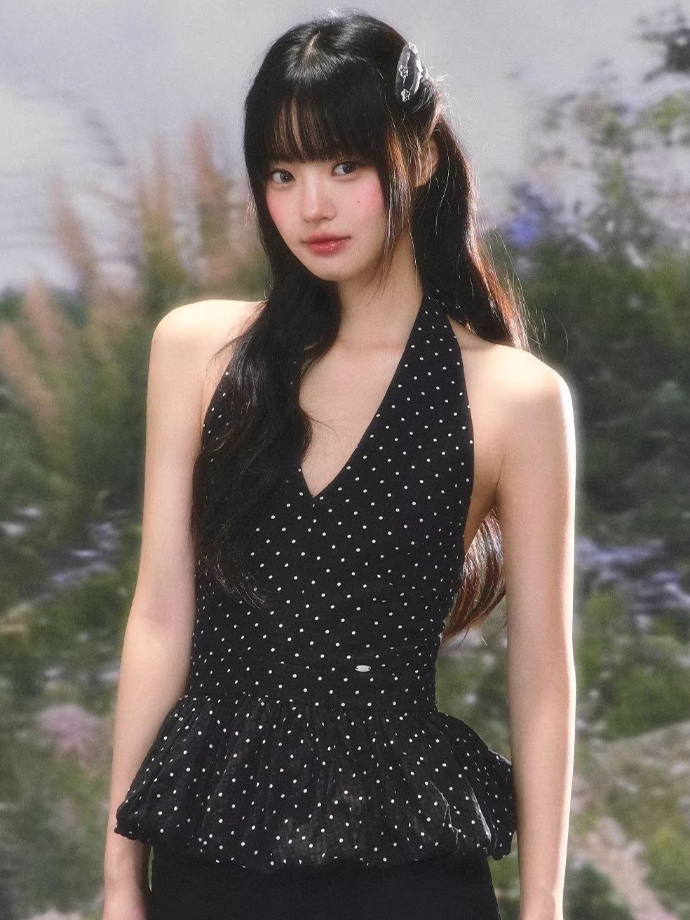 Black Polka Dot Halter Top