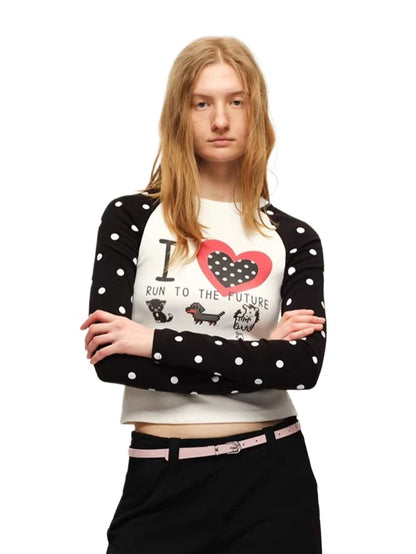 Polka Dot Raglan Long Sleeve Tee