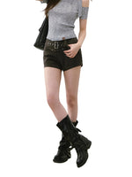 Chic Waist Belt Irregular Detail Shorts