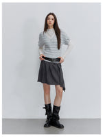 Pleated Buckle Mini Skirt