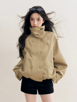 Khaki Cropped Trench Jacket