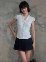 Lace Stripe Crop Blouse