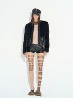 Rhinestone Mesh Turtleneck Top