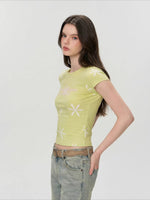 Contrast Floral Print Slim-Fit T-shirt