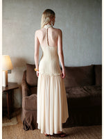 Halter Knit Chiffon Layered Dress