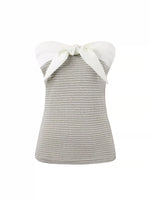 Striped Bow Cardigan Set