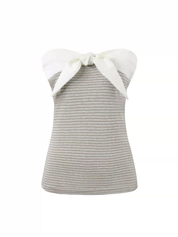 Striped Bow Cardigan Set