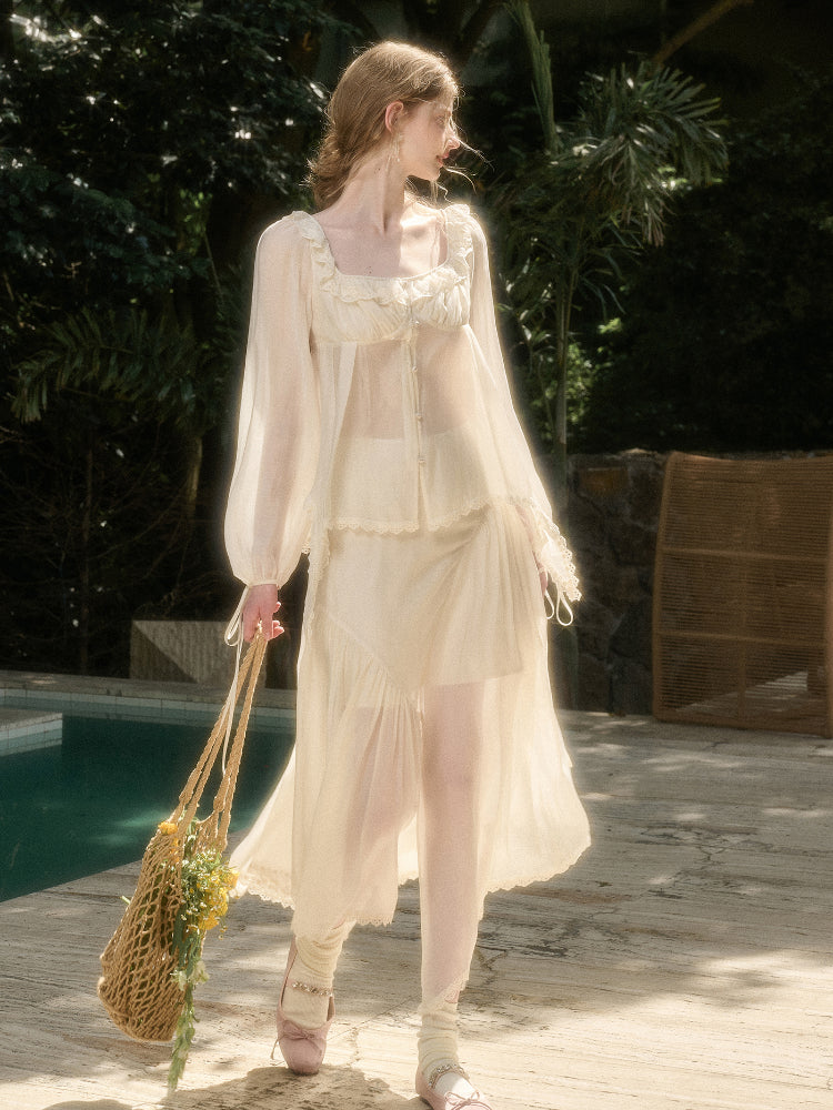 Tencel Air Fabric Shirt &amp; Skirt Set