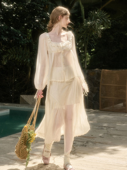Tencel Air Fabric Shirt &amp; Skirt Set