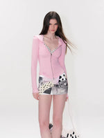 Pink Devil Hooded Knit Top