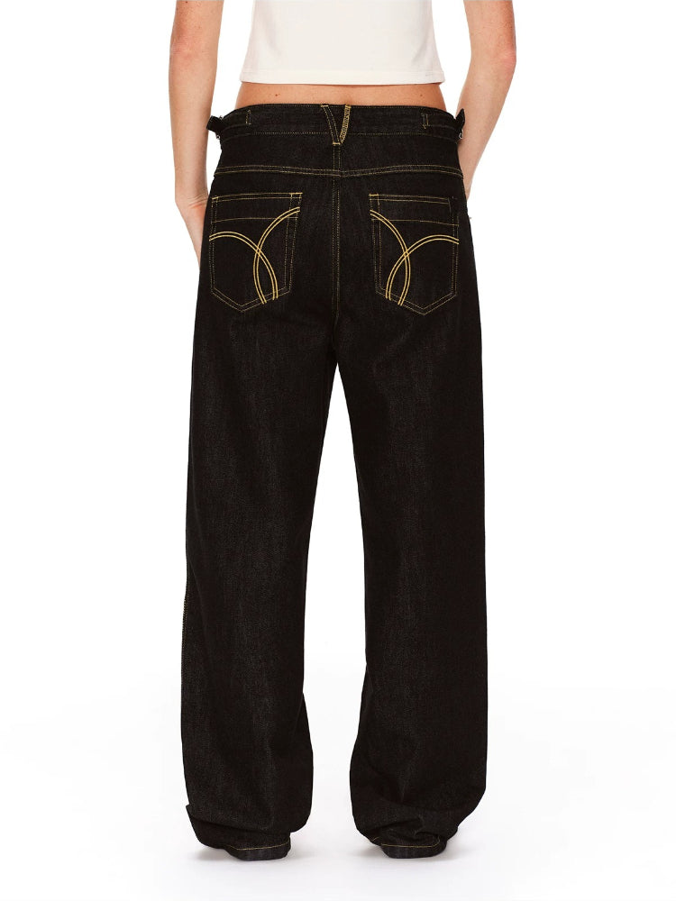 Asymmetrical Raw Denim Jeans