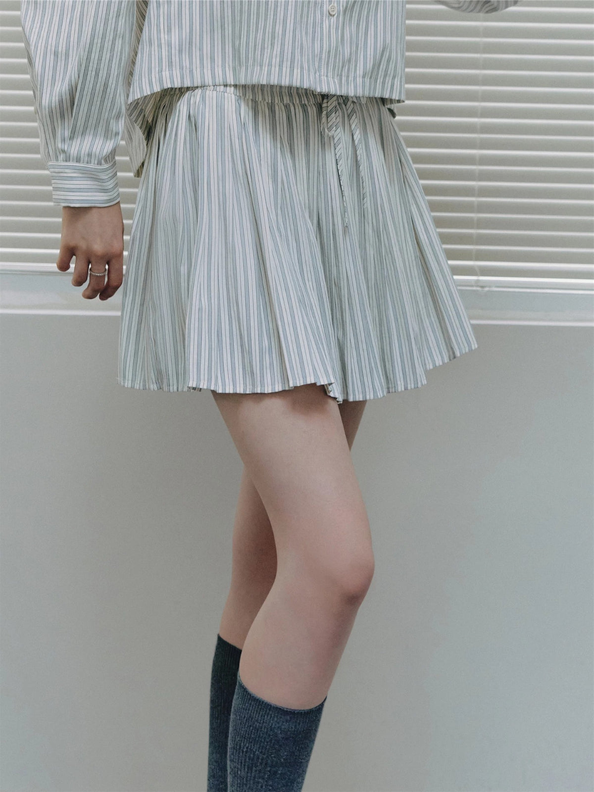 Striped Loose Shirt &amp; Skirt Set