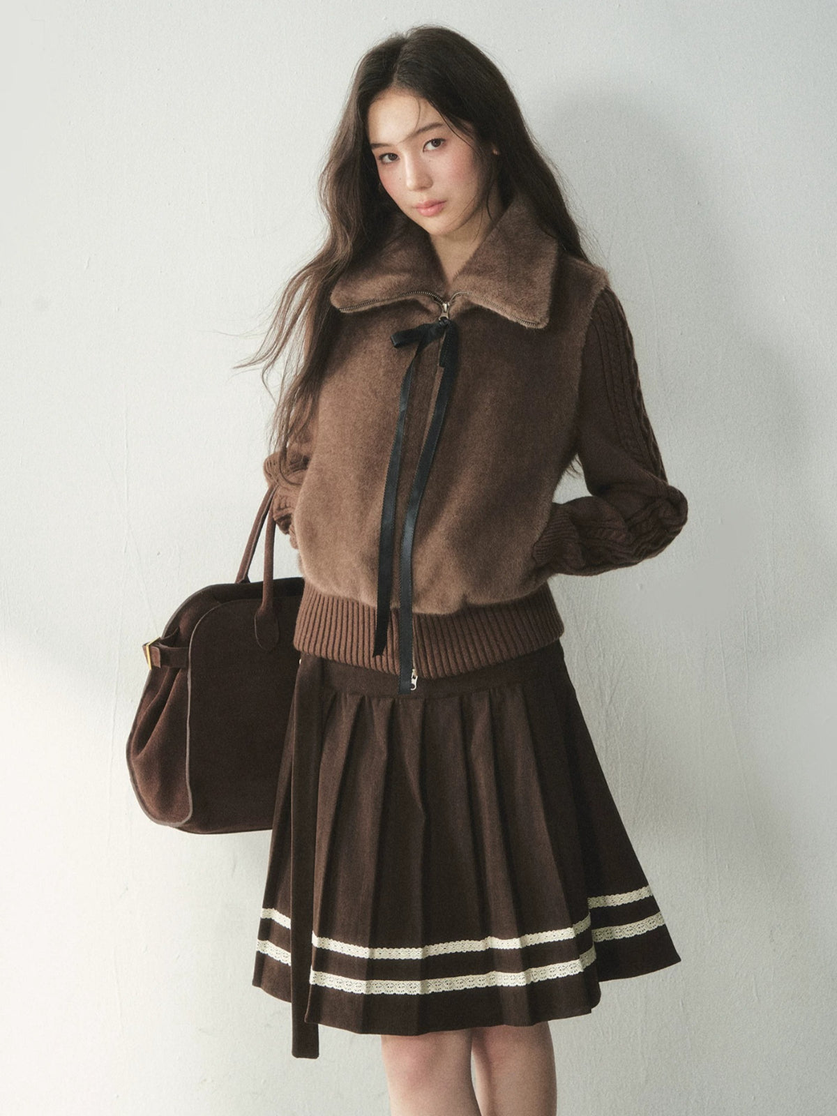 Oversized Collar Faux Fur Jacket