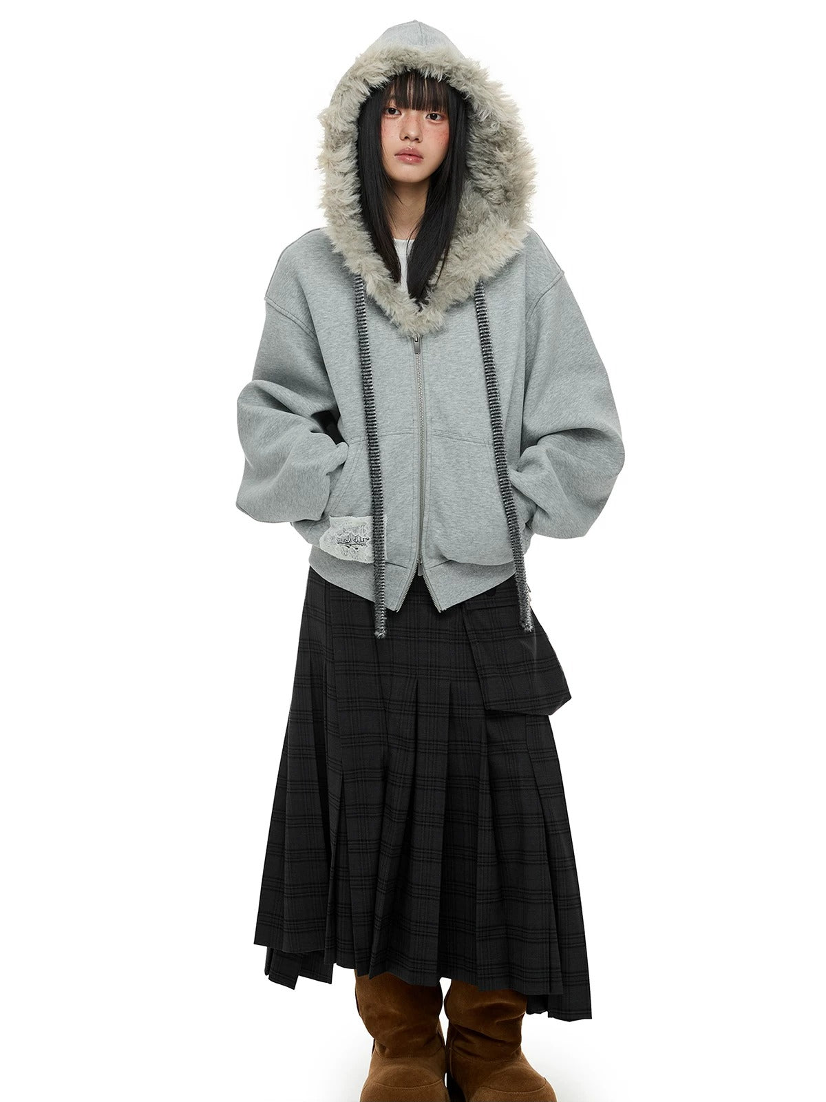 Fur Collar Hooded Sweatshirt