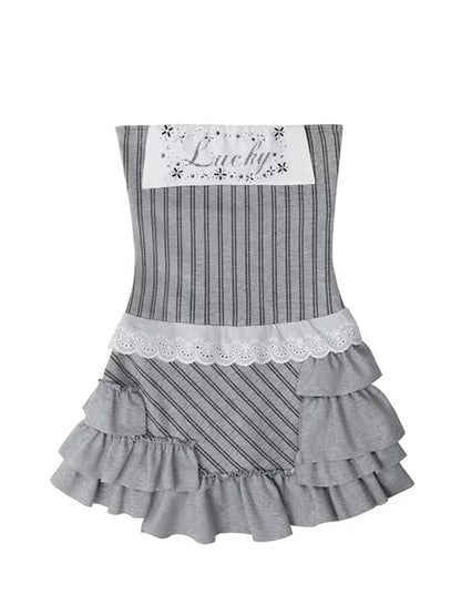 Striped Rhinestone Ruffle Dress