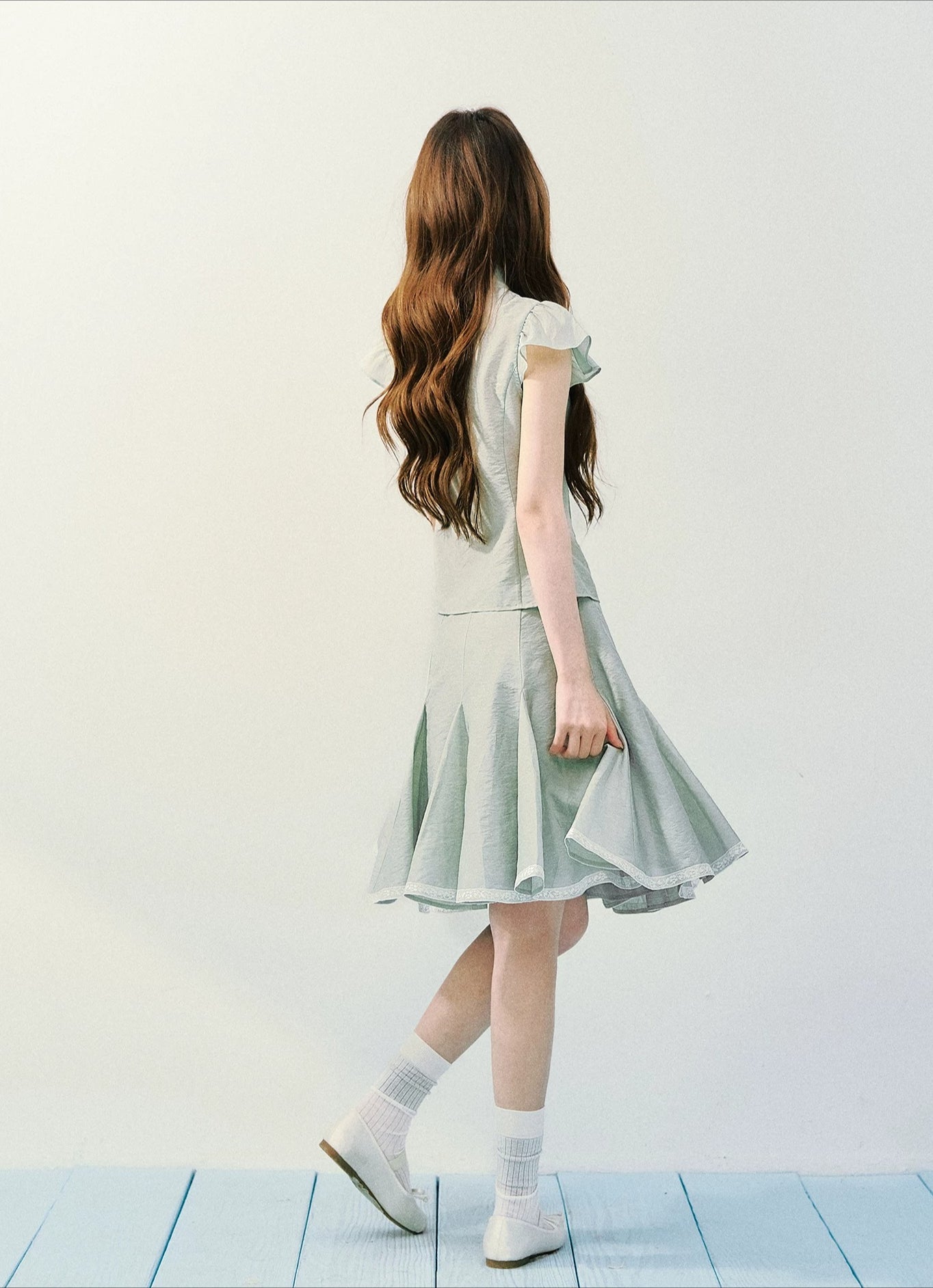 Silk Tie Blouse &amp; Skirt Set