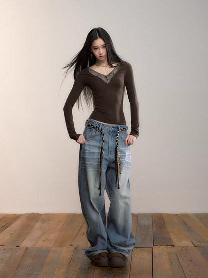 Modal Lace V-Neck Top