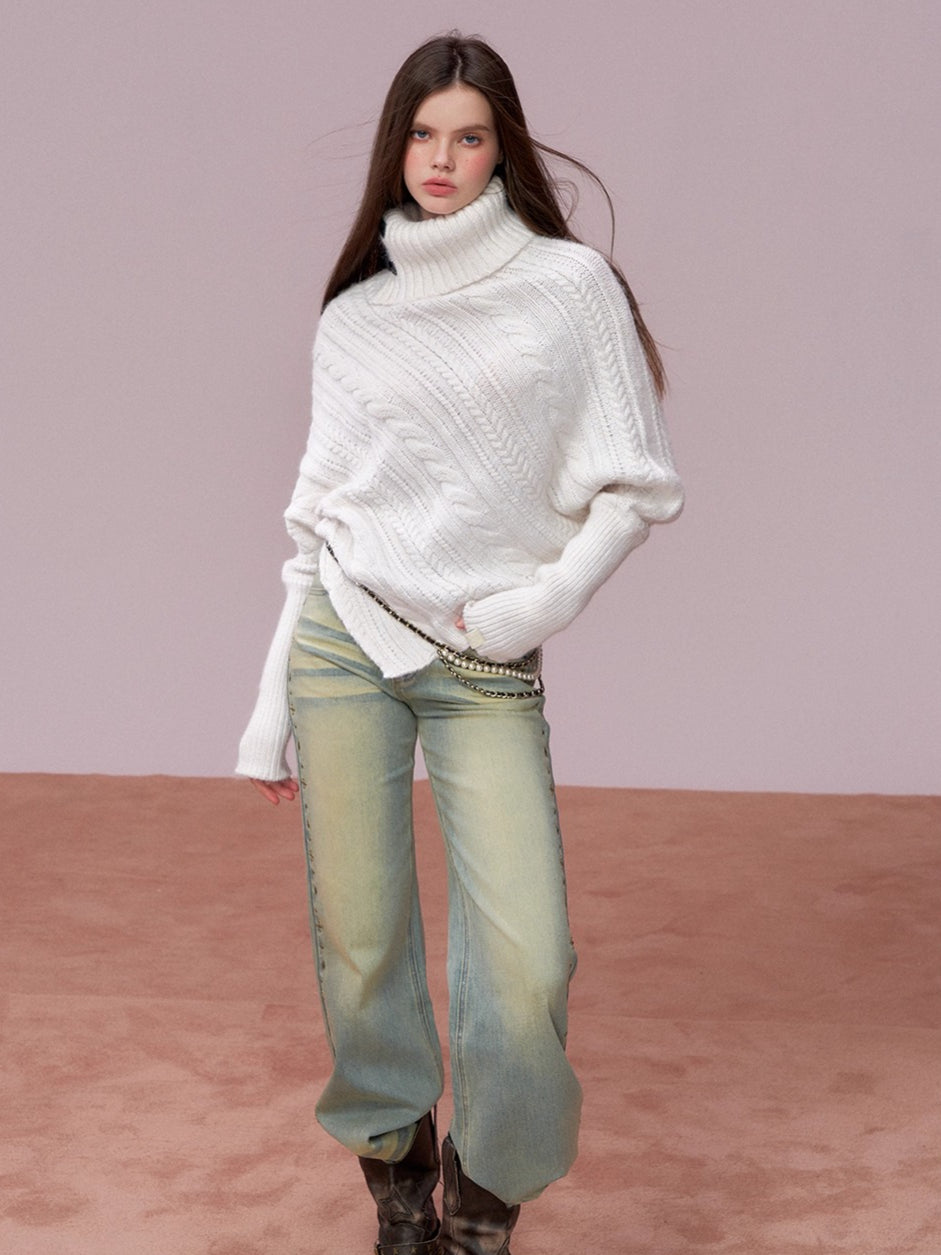 Oversized Cowl Neck Cape Sweater