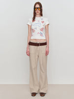 Flared Pants with Back Pocket Logo Embroidery