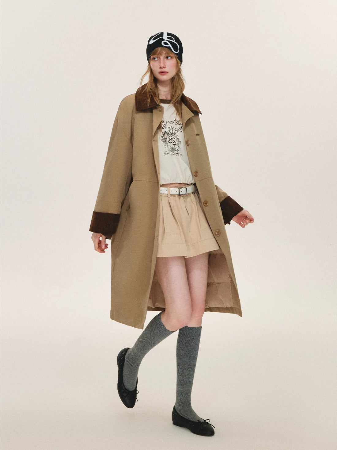Vintage Contrast Corduroy Down Coat