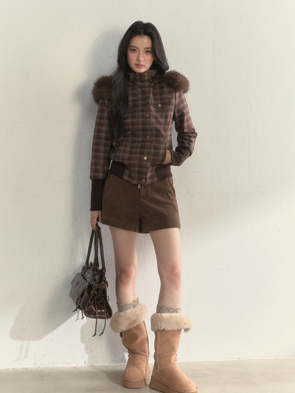 “Oxford Autumn” Wool-Collar Padded Jacket