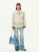 Plaid Contrast Belted Jacket