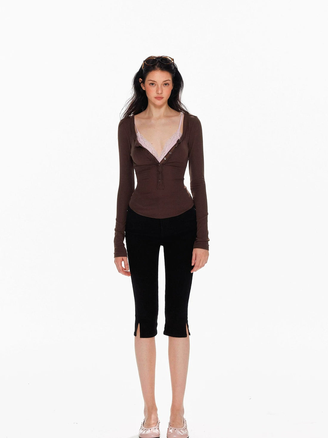 Low Waist Split Slim Fit Cropped Jeans