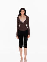 Low Waist Split Slim Fit Cropped Jeans