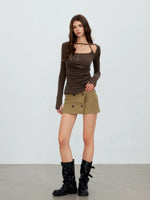 Vintage Belted A-Line Skirt