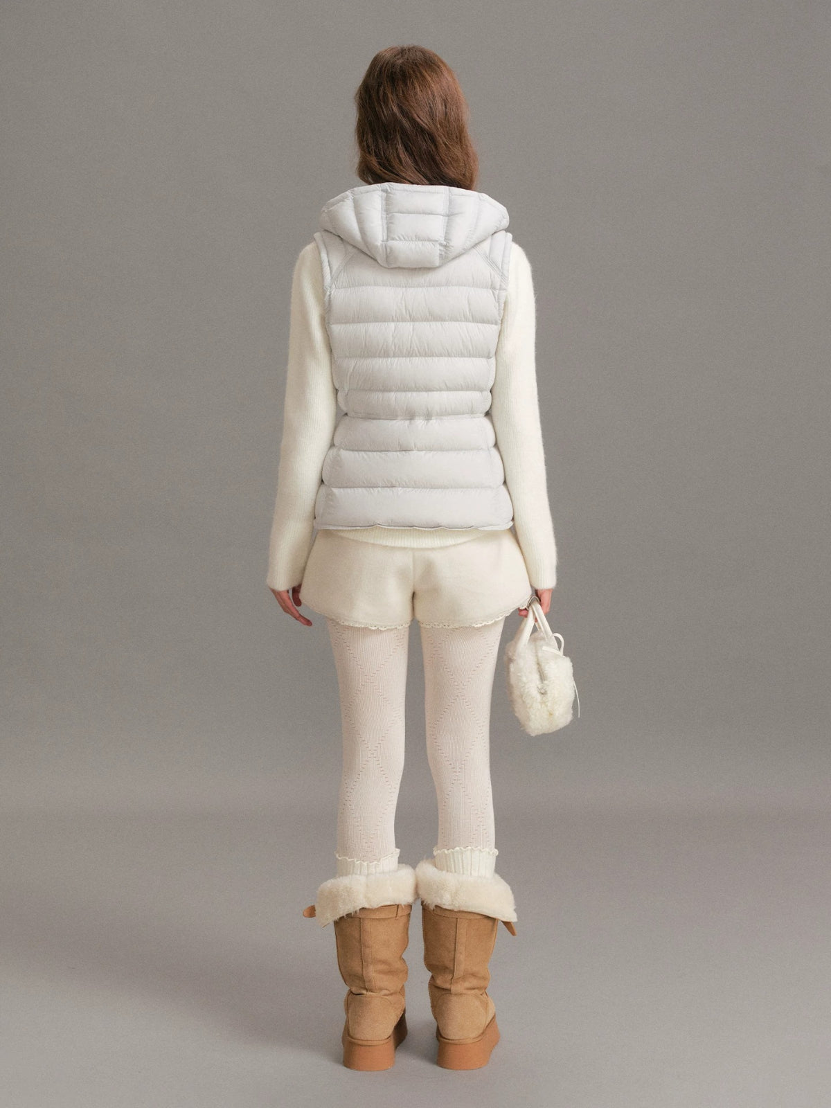 Drawstring Waist Hooded Down Vest