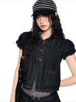 Puff Sleeve Denim Set
