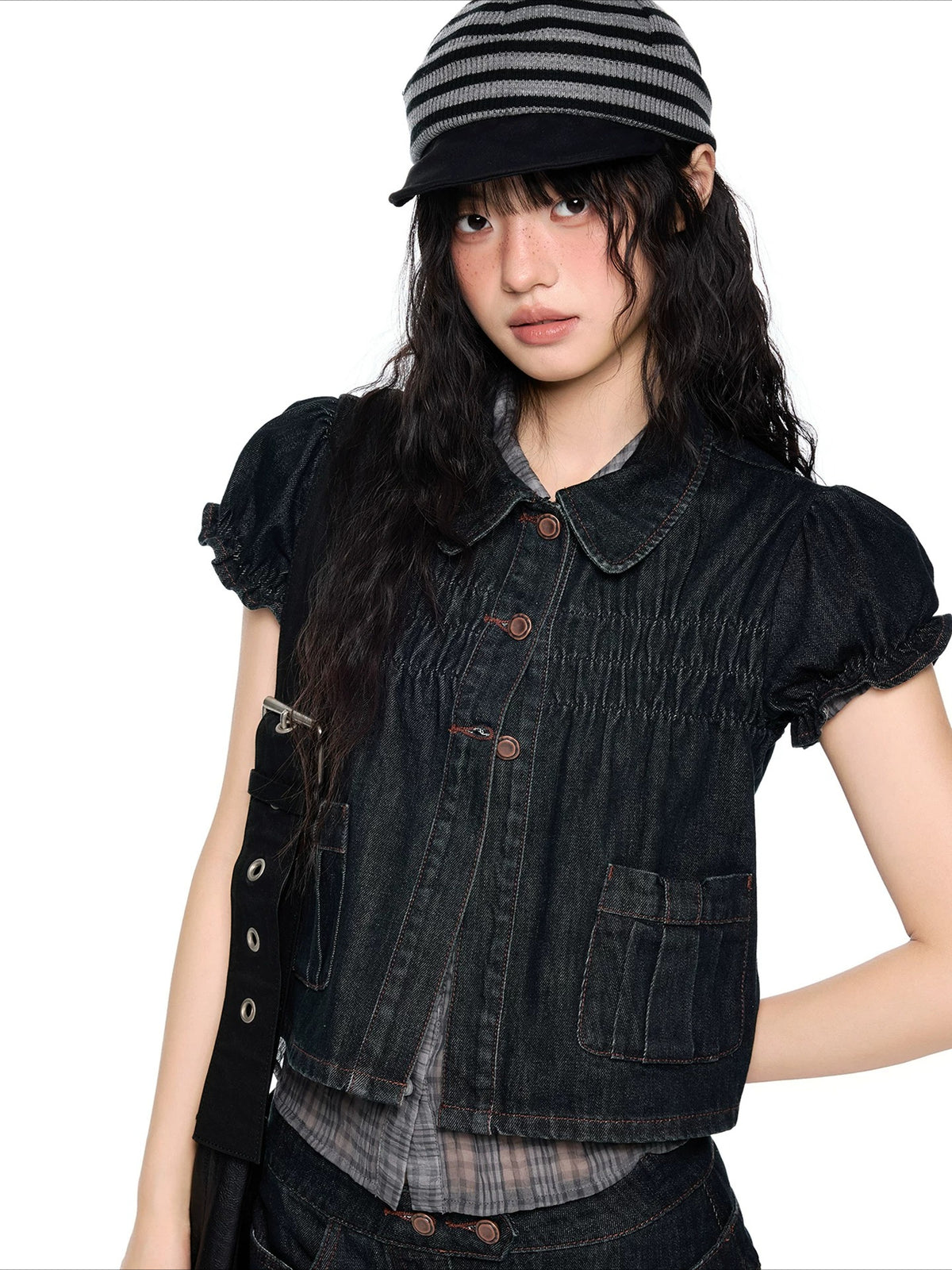 Puff Sleeve Denim Set