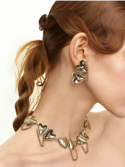 Heart &amp; Pony Tassel Earrings